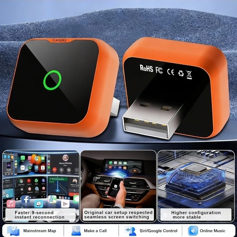 2-in-1 Wireless CarPlay Android Auto Adapter, Plug & Play Wired to Wireless...‎